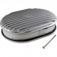 Chevy Air Cleaner, Oval Full Finned Polished Aluminum, 12"
