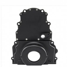 GM LS Aluminum 2 Piece Timing Cover With Cam Sensor Hole, Black