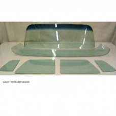 1955-1959 Chevy-GMC Truck Glass Kit, Deluxe/Large Back Glass-Green With Shade Band