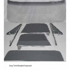 1967 Chevy-GMC Truck Glass Kit With Vent Window Assemblies With Posts, Door Glass In Channel, Small Back Glass-Grey Tint With Shade Band