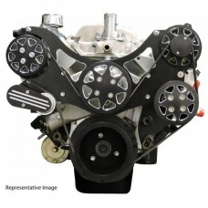 Front Drive System, Big Block Chevy, Black Silverline, w/ AC and NO Power Steering