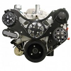 Front Drive System, w/ On Board PS Reservoir, Big Block Chevy, Black Silverline, NO AC with Power Steering