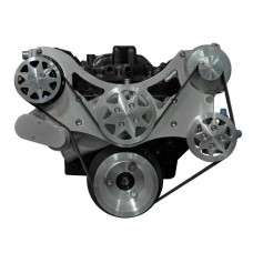 Front Drive System, w/ On Board PS Reservoir, Big Block Chevy, Machine finish, w/ AC and Power Steering