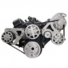 Small Block Chevy Serpintine Conversion Kit AC Configured With Out Accessories Polished
)