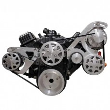Small Block Chevy Serpintine Conversion Kit AC Configured With Out Accessories Polished
)