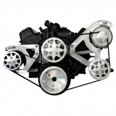 Small Block Chevy Serpintine Conversion Kit AC Configured With Accessories Machined Finish 105 Amp Alternator
)