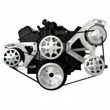Small Block Chevy Serpintine Conversion Kit AC Configured With Accessories Machined Finish 160 Amp Alternator
)