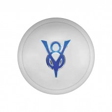 Hub Cap - V8 Embossed - Painted Ford Blue - Stainless Steel- 5-3/4 - Ford Passenger