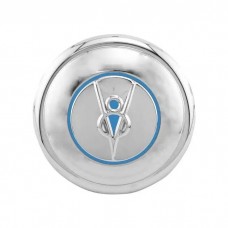 Hub Cap - V8 Embossed - Painted Ford Blue - Stainless Steel- 5-3/4 - Ford Passenger