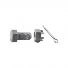Model T Steering Bracket Bolt, Nut & Cotter Pin - Crank Case Arm Bolt & Castle Nut, Top, 1909-1927