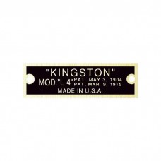 Model T Carburetor Data Plate, Kingston L4, Brass Finish, 1919-1926