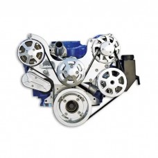 289/302/351W V8 S Drive Serpentine Pulley Kit wth A/C and Power Steering, Polished Finish