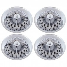 1955-1979 Ford Thunderbird Wheel Cover Set, 'Spider' Black And White Style, Chrome, For 14" Steel Wheels