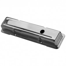 Engine Valve Covers; Stamped Steel; Short; Chrome; w/ Baffles; Fits SB Chevy