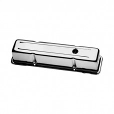 Engine Valve Covers; Stamped Steel; Tall; Chrome; w/ Baffles; Fits SB Chevy