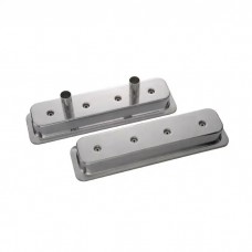 Engine Valve Covers; Circle Track-Center Bolt Style; Die Cast; w/Tubes; SB Chevy