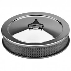 Engine Air Cleaner Kit; 10 Inch Dia; Deluxe Model; Chrome; No Logo; With Element