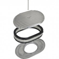 Polished Aluminum 12" Oval Finner Engine Air Cleaner