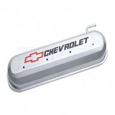 Early Chevy LS V8 Conversion Valve Cover, Polished With Recessed Red And Black Emblem, 1949-1954