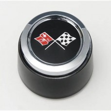 Wheel Center Cap, Black, With Emblem, For Cars With Corvette Aluminum Wheels, 1973-1979