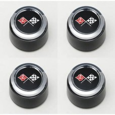 1973-1979 Corvette Aluminum Wheel Center Cap Set Black With Emblems