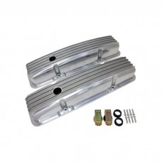 Aluminum Chevy Small Block 283-400 Short Valve Covers, Full Finned, Black