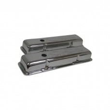 Polished Aluminum Chevy Small Block 283-400 Short Valve Covers, Flamed