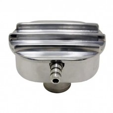 Polished Billet Aluminum Breather With Tube, Finned