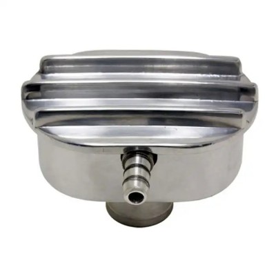 Polished Billet Aluminum Breather With Tube, Finned