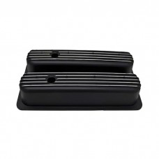 Chevy 5.0L & 5.7L Center Bolt Tall Valve Covers, Polished, Black Finned