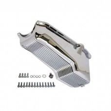 Chevy Small Block Chrome Aluminum Stock Capacity Oil Pan, Retro Finned