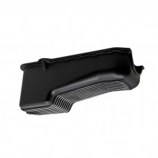 Chevy Small Block Aluminum Stock Capacity Oil Pan, Black Retro Finned