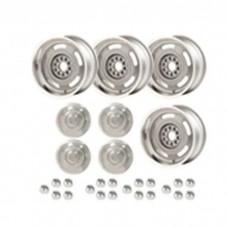 Nova -  Rally Wheel Kit, 1-Piece Cast Aluminum With  Plain Flat (No Lettering)  Center Caps,  17x8