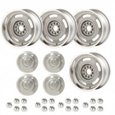 Nova - Rally Wheel Kit, 1-Piece Cast Aluminum With  Plain Flat (No Lettering)  Center Caps,  17x9