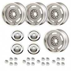 Nova - Rally Wheel Kit, 1-Piece Cast Aluminum With  Flat Disc Brake Style Center Caps,  Staggered 17x8 And 17x9