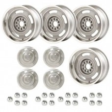 Nova - Rally Wheel Kit, 1-Piece Cast Aluminum With  Plain Flat (No Lettering)  Center Caps, Staggered 17x8 And 17x9